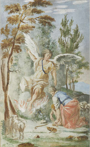 
	
		Manner of Giovanni Battista Zelotti, 
		mid-18th century- 
		 
		Biblical scenes;...