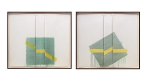 Richard Smith,British 1931-2016,
Two of a Kind, IIb (yellow line on green), 1978;
lithograph in...