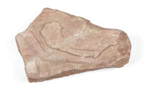 
	
		An Egyptian style quartzite relief with part of an offering scene of an Amarna style head...