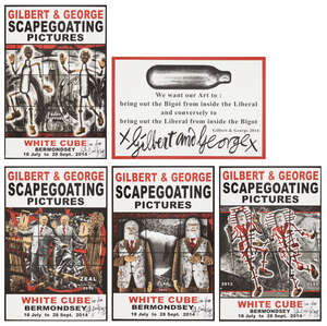 
	
		Gilbert & George, 
		British b.1943 & b.1942- 
		 
		Scapegoating Picture, 2014; 
		 
		