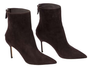 
	
		A pair of Manolo Blahnik ankle boots, designed in a dark chocolate suede, with pointed...