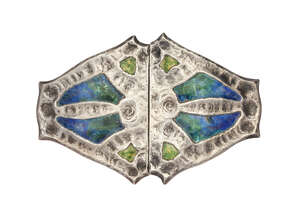 
	
		Liberty & Co, a 'Cymric' Arts and Crafts silver and enamel buckle
		Mark of Liberty &...