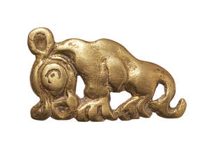 
	
		A Scythian gold plaque or buckle in the form of a leopard in profile, Central Asia, 5th...
