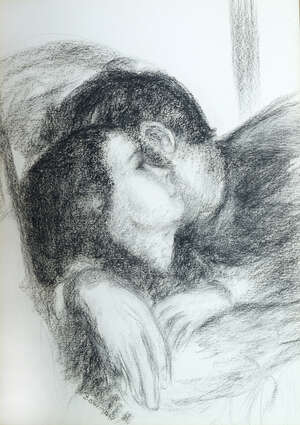 
	
		Betty Bowman, 
		British b.1923- 
		 
		Lovers, 1972; 
		 
		pencil and charcoal,...