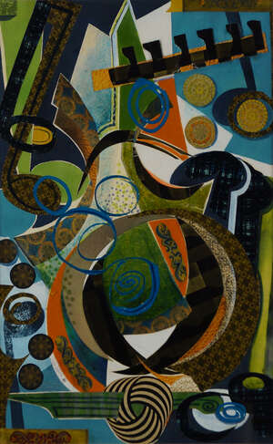 
	
		G D Lewis, 
		British mid-late 20th century- 
		Surrealist abstract; 
		mixed...