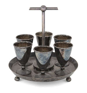 
	
		Attributed to Dr Christopher Dresser (1834-1904), a Hukin & Heath electroplated egg-cruet...