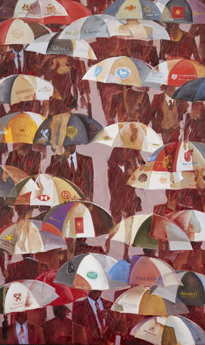 
	
		MAO WEN BIAO (Chinese, b.1950), oil on canvas, 'Rain and Labels', signed 'Mao London',...