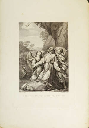 
	
		Francesco Rosaspina, Italian 1762-1841- Saint Francesco in Estasi Assistito da due...