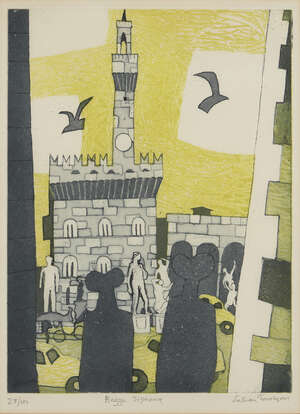 
	
		Julian Trevelyan RA,
		British 1910-1988-
		 
		Piazza Signoria [Turner 180],...