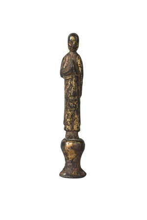 
	
		A Chinese gilt bronze figure of a monk, Tang dynasty, 7th/8th century, standing with...