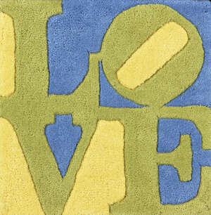 
	
		Robert Indiana, 
		American b.1928-
		 
		Spring Love, 2006; 
		 
		hand tufted wool...