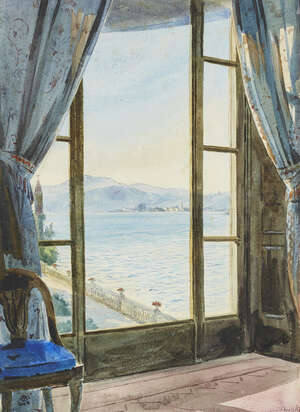 
	
		Lady Anne Blunt, 
		British 1837-1917-
		View from a window;
		watercolour, dated Nov...