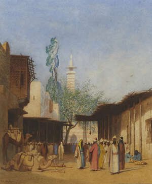 
	
		Theodore Frere, 
		French 1814-1888- 
		Street scene in North Africa; 
		watercolour...