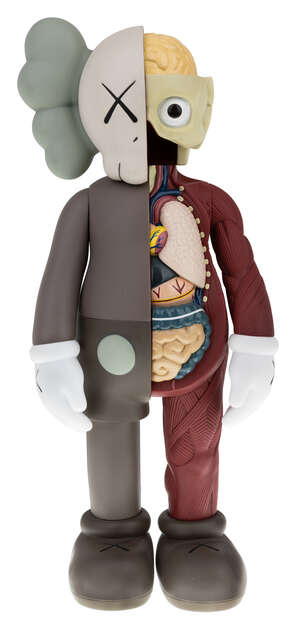 
	
		KAWS, 
		American b. 1974- 
		
		Flayed Companion (Brown), 2016; 
		
		painted vinyl...