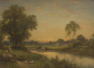 George Vicat Cole, RA, 
British 1833-1893- 
At Shere, Surrey; 
oil on canvas, signed with the...