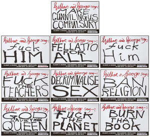 
	
		Gilbert & George, 
		British b.1943 & b.1942- 
		 
		The Banners, 2015-16;
		 
		the...