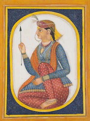 
	
		A group of four Punjabi portraits of women, India, 19th century, gouache on paper, each...