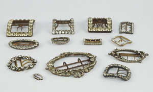
	
		Thirteen steel and paste set buckles, Georgian and later (13)

	


