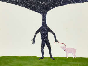 
	
		Bertold Stallmach,
		Swiss b.1984-
		 
		Untitled (pig), 2009;
		 
		mixed media on...