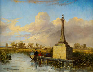 
	
		Attributed to Joseph Paul, British 1804-1887- Hardleigh Cross; oil on panel, 20x23.5cm...