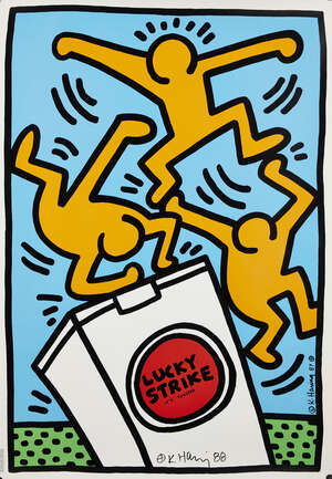 
	
		Keith Haring,
		American 1958-1990-
		 
		Lucky Strike, 1987;
		 
		screenprint in...