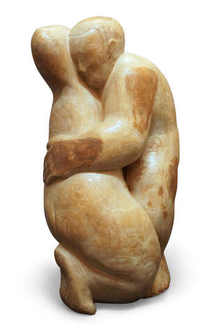 
	
		Designer unknown, 
		 
		Carved figural group of an embracing couple, circa 1930, 
		