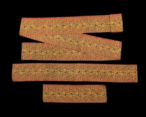 Three sari borders with peacocks, Possibly Chanderi, India, circa 1850,&nbsp;
Each fragmentary, a...