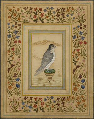 
	
		A pair of Mughal-style modern paintings of birds, India, 20th century, opaque pigments on...