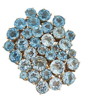 H. Stern, a blue topaz dress ring, with circular-cut articulated design topaz of varying blue...