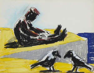 
	
		Josef Herman OBE RA, 
		Polish/British 1911-2000- 
		 
		Feeding the Birds, 1956;...