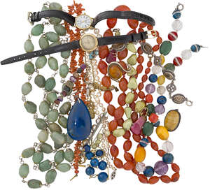 
	
		A group of watches, jewellery and a quantity of costume jewellery, watches include: two...