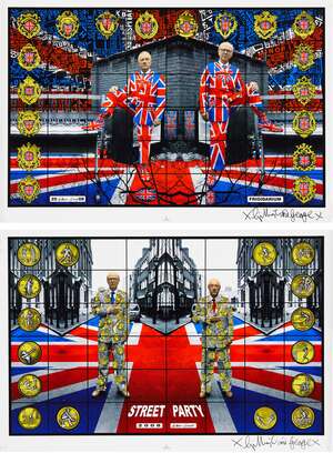 
	
		Gilbert & George, 
		British b.1943 & b.1942-
		 
		Frigidarium and Street Party,...