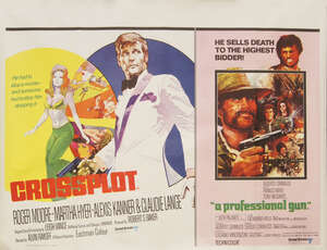 
	
		Cross Plot/A professional gunman, a double bill film poster, 75 x 99cm, together with...