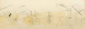 Mary Newcombe, 
		British 1922-2008- 
		 
		Farm Ploughs and further Machinery;
		 
		pencil on buff coloured paper, signed, 16x48cm (ARR) 
		 
		 