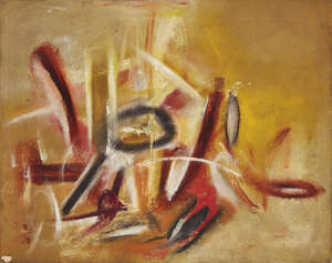
	
		Aubrey Williams, 
		Guyanese/ British 1926-1990-
		
		'Savannah Sun', 1959;
		
		oil on...
