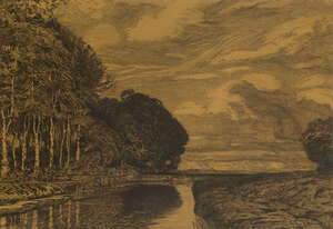 
	
		Hans am Ende, 
		German 1864-1918- 
		 
		River landscape with woodland; 
		 
		