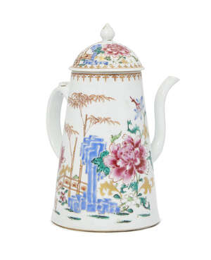 
	
		A Chinese porcelain coffee/chocolate pot and cover, Qianlong, of tapering design with...