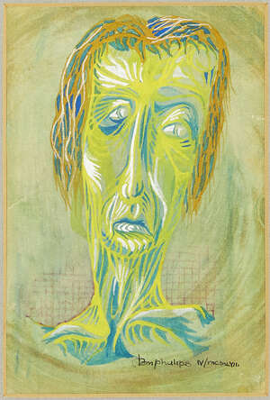 
	
		Tom Phillips RA, 
		British b.1937- 
		 
		Portrait of a man, 1963; 
		 
		gouache,...