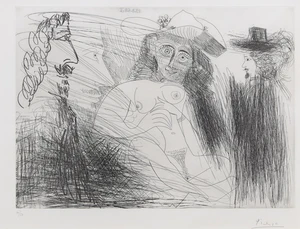Pablo Picasso,&nbsp;Spanish 1881-1973,&nbsp;
&nbsp;
Peintre, mod&egrave;le au chapeau de paille, et gentilhomme...
