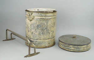 
	
		A Portuguese pottery and zinc commode, late 19th/early 20th century, with lifting...