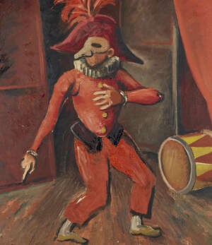 Hugh Stevenson, 
British 1910-1956 - 
 
Scaramouche; 
 
oil on canvas, signed lower left 'Hugh...