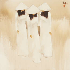 
	
		NGUYEN THANH BINH, (Vietnamese, b. 1954), oil on canvas, 'Schoolgirls 2', signed upper...