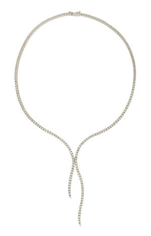 
	
		A diamond flexible line riviere necklace, composed of a single line of circular-cut...
