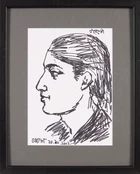 Jogen Chowdhury, (Indian b.1939-)Three portraits of the Chaki family, 
Ink on paper,
Each 20 x...