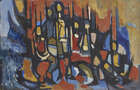
	
		Douglas Pittuck, 
		British 1911-1993 - 
		Armed Figures; 
		oil on panel, signed...