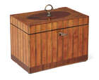 
	
		A George III satinwood and banded two division tea caddy, with lidded interior, 16cm wide...