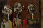 
	
		Douglas Pittuck, 
		British 1911-1993 - 
		Three standing men; 
		oil on board, signed...