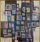 
	
		John Lancaster, 
		British b.1930 - 
		 
		Blue Squares, c.1958; 
		 
		oil on board,...