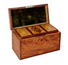 
	
		A George III satinwood and inlaid three-division tea caddy, the top inlaid with large...