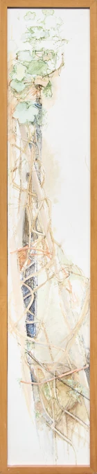 Patrick George, British 1923-2016 - Leaves, 2003-4; oil on panel, 100 x 19 cm (ARR) 